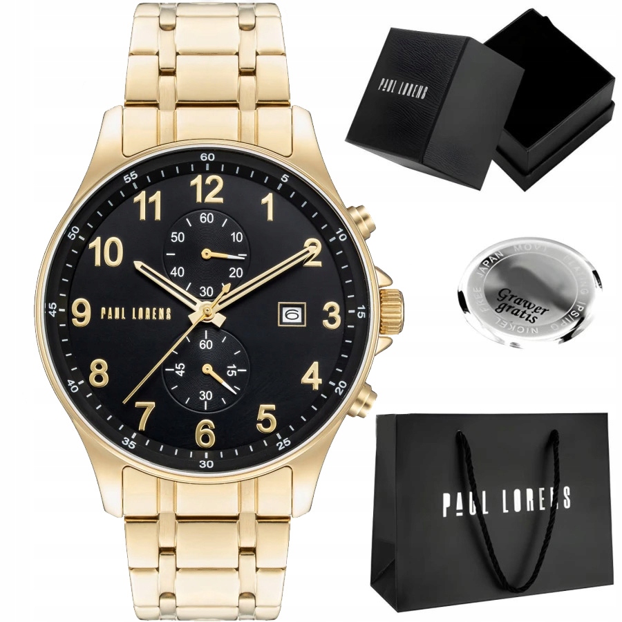 Luxusní – Paul Lorens Ghost ocelový s chronografem a datumovkou Gravírování