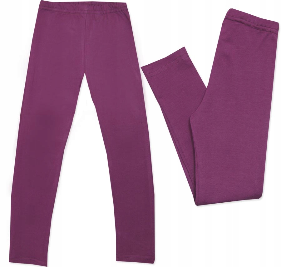 

140 Legginsy getry Gładkie długie bawełna Śliwka