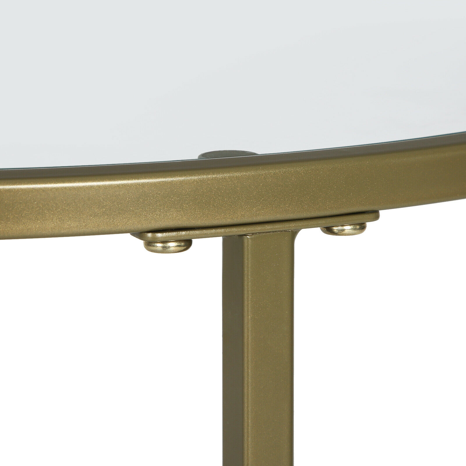 STOLIK OKRĄGŁY GLAMOUR ZŁOTY POŁYSK METAL SZKŁO 50 x 50 x 55cm Kształt blatu okrągły