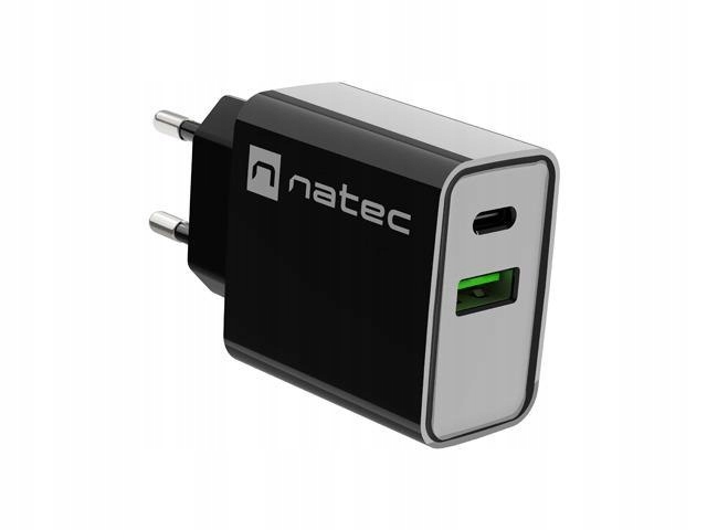 Ładowarka sieciowa Natec Ribera 1x Usb-a 1x Usb-c 20W czarna