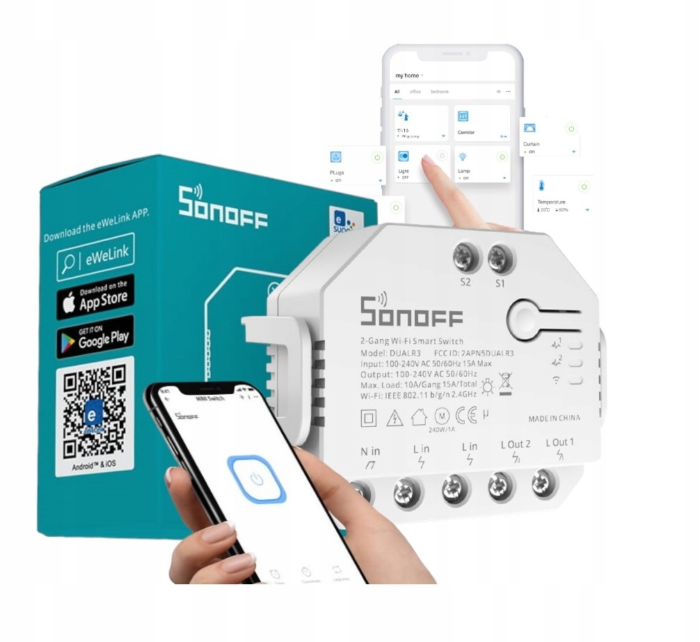 Sonoff Dual R3 podwójny pomiar mocy rolety
