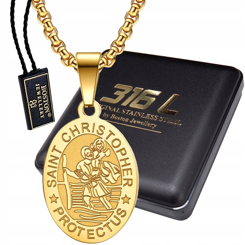 Zlatý Medailonek Se Svatým Kryštofrem 60 CM Řetízek Patrona Řidičů