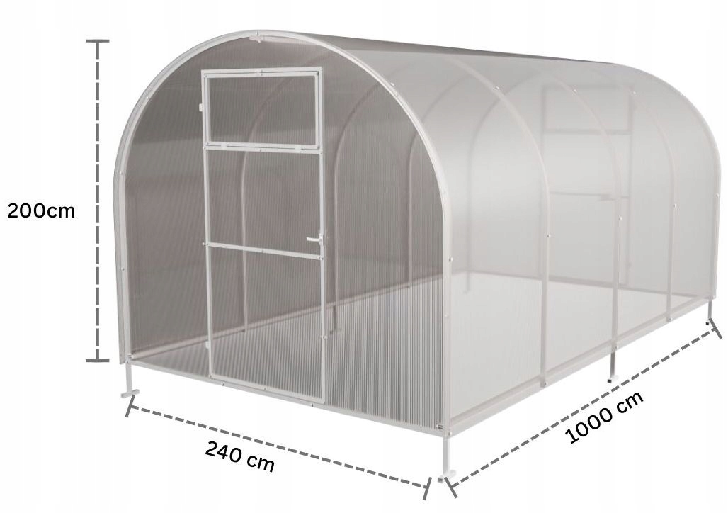 Szklarnia z poliwęglanu Tunel ogrodowy 2,4x10 m profile 20x20 poliwęglan 3m Kod producenta 2,4x10-20x20-3