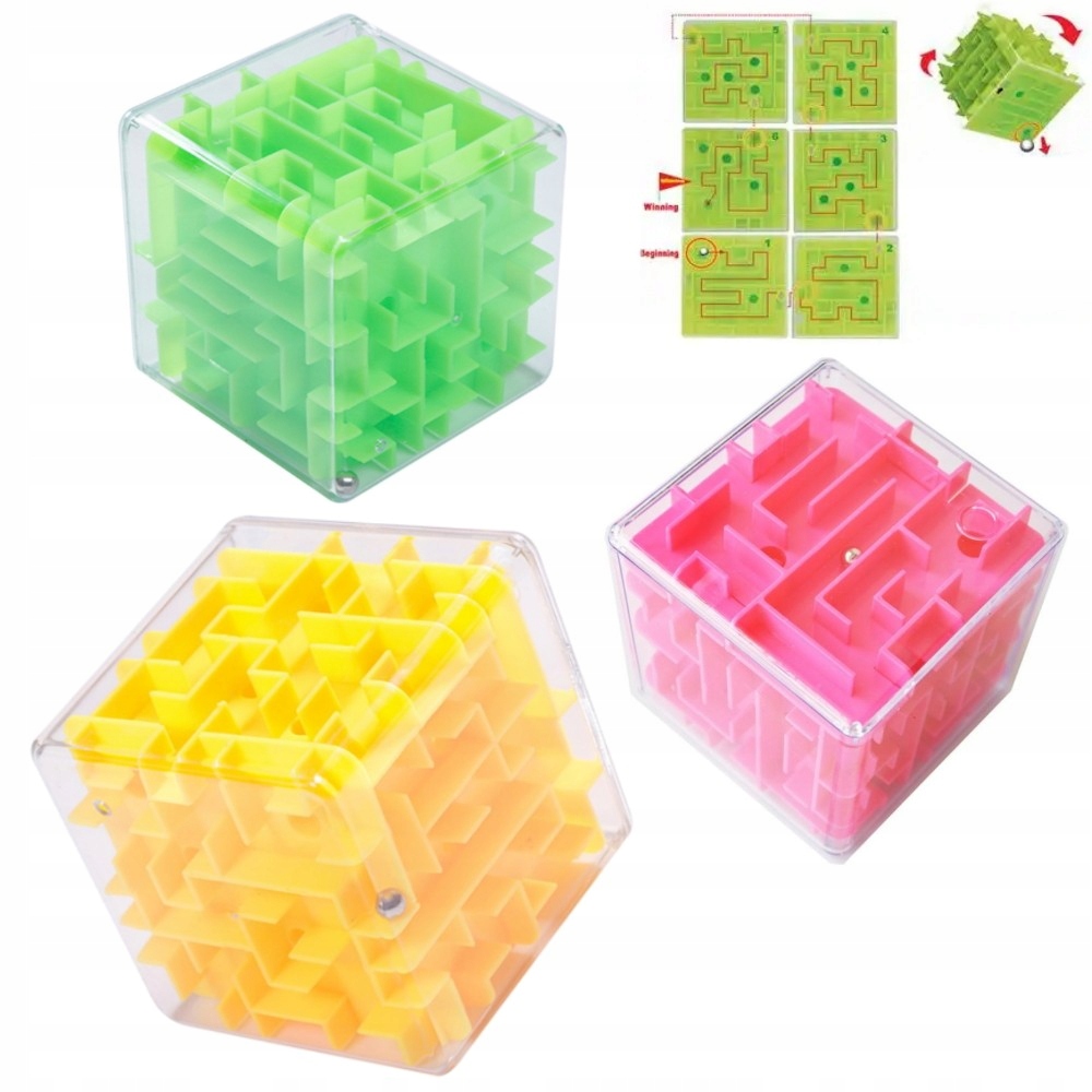 LOGICZNA ŁAMIGŁÓWKA LABIRYNT 3D KOSTKA MINI GRA ZRĘCZNOŚCIOWA Bohater brak