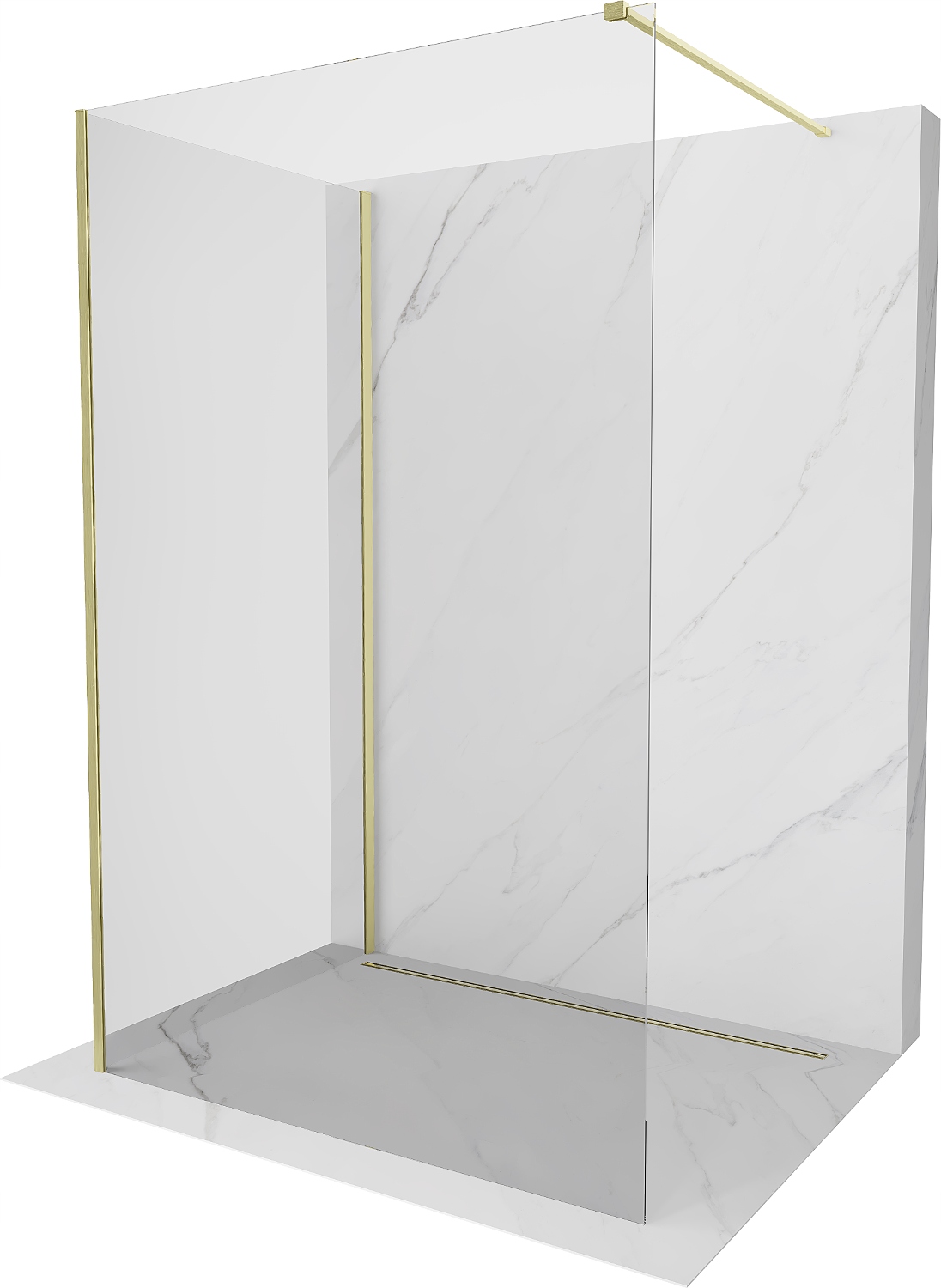 Mexen Kioto Ścianka Prysznicowa Walk-in 130x100 Złota Szczotkowana