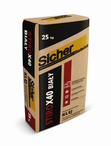 

Sicher X40 biały Klej do siatki i styropianu 25kg