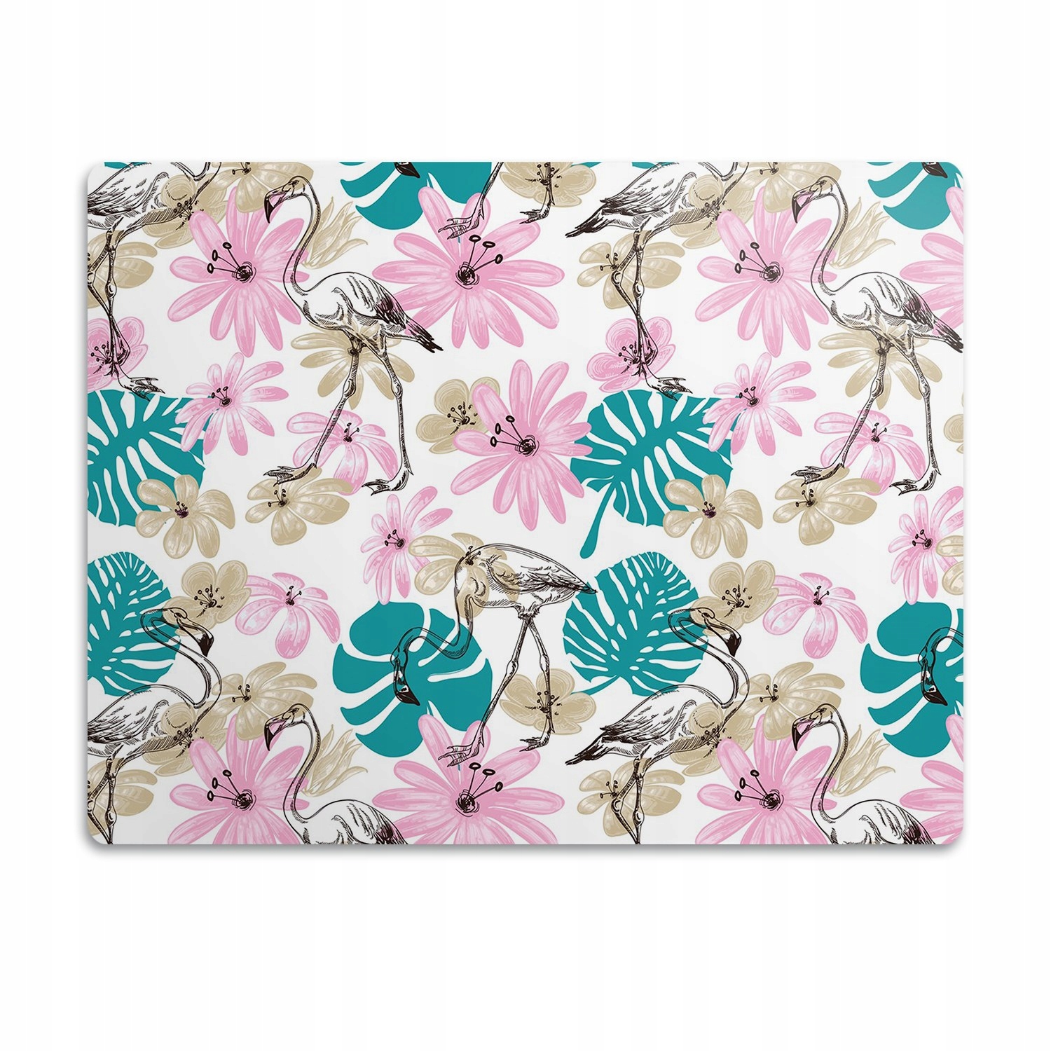 Levně Podložka pod misky pro psa Plameňáci s květinami 60x40