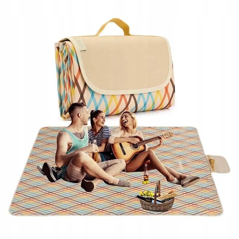 KOC PIKNIKOWY PLAŻOWY BIWAK MATA WODOODPORNA DUŻA Z IZOLACJĄ XXL 200x200