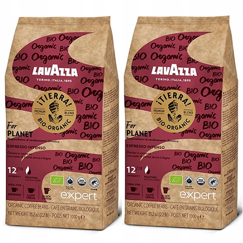 2 Oryginalne Kawy Ziarniste Lavazza Tierra Bio Blend Expert Premium Planet