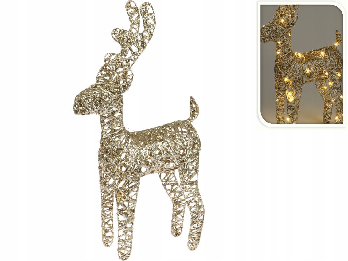 

Dekoracja Świąteczna Złoty Renifer 40 Led 37 cm