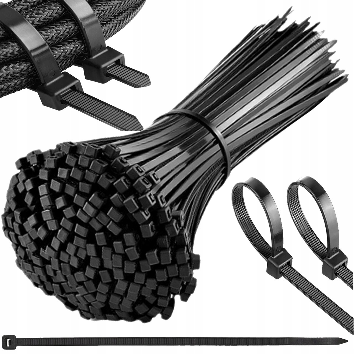 Trytki Opaski Zaciskowe Kablowe 3,6MM 20CM 100SZT Mocne Taśma Czarne