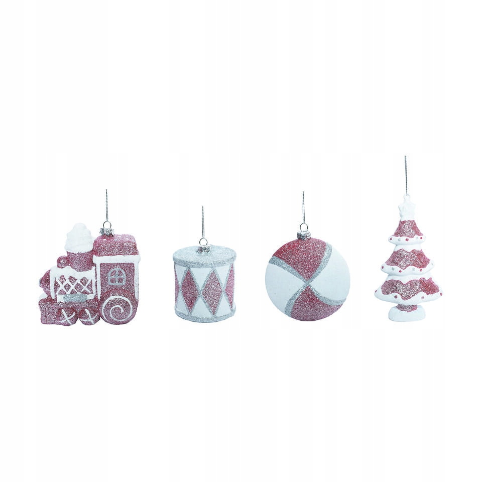 

Zawieszka bombka 4 sztuki Zestaw brokat