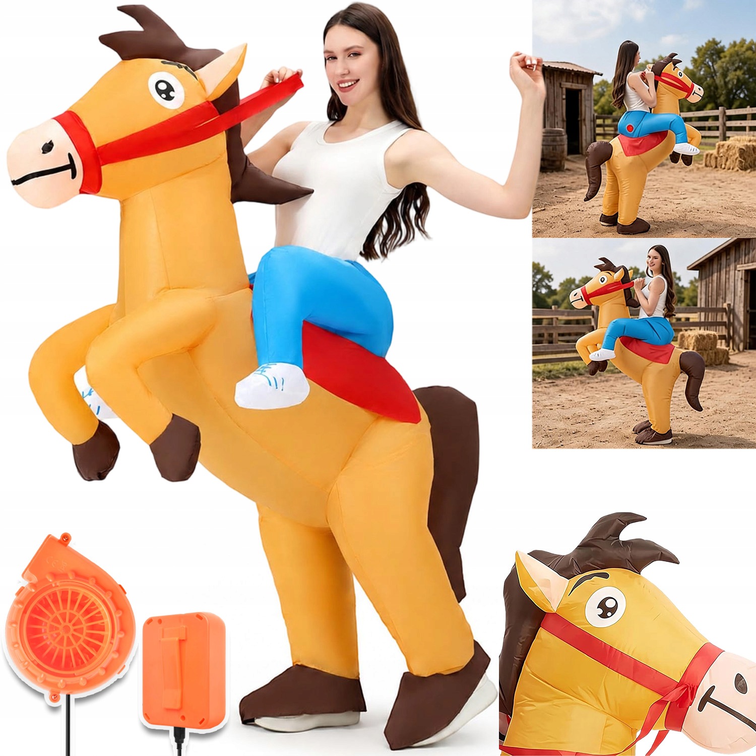 Nafukovací Kostým Koně Pro Dospělé, Kostým Koně 150-190 CM S Dmychadlem