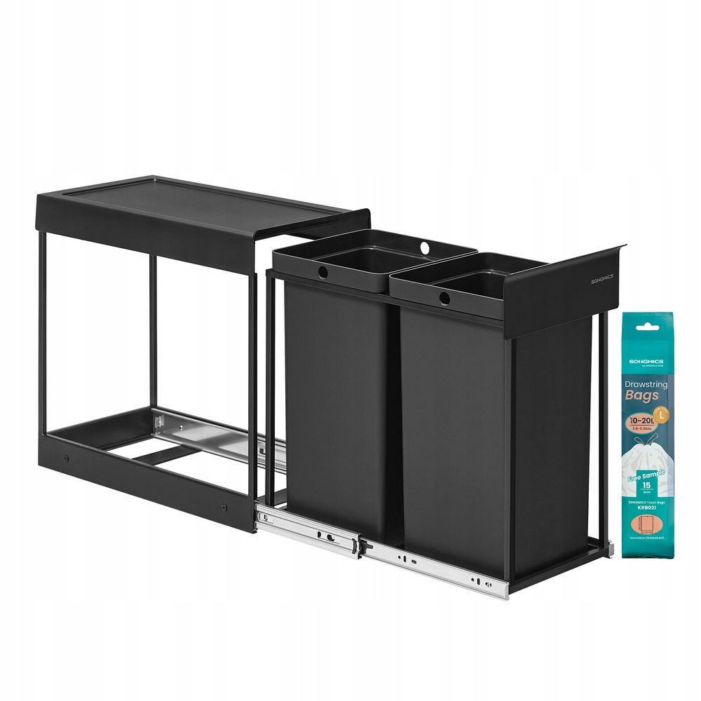 Výsuvný koš na třídění 2 x 15 L černý LTB950B01