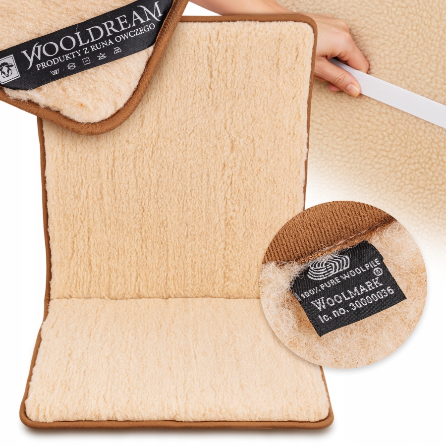 Velký Polštář Na Židli Vlněný Sedák Ovčí Vlna Merino Béžová 50x100