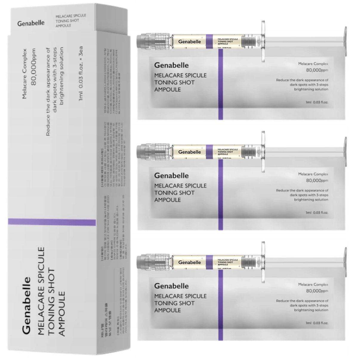 Genabelle Melacare Spicule Toning Shot – rozjasňující ampule, 1 ml x 3