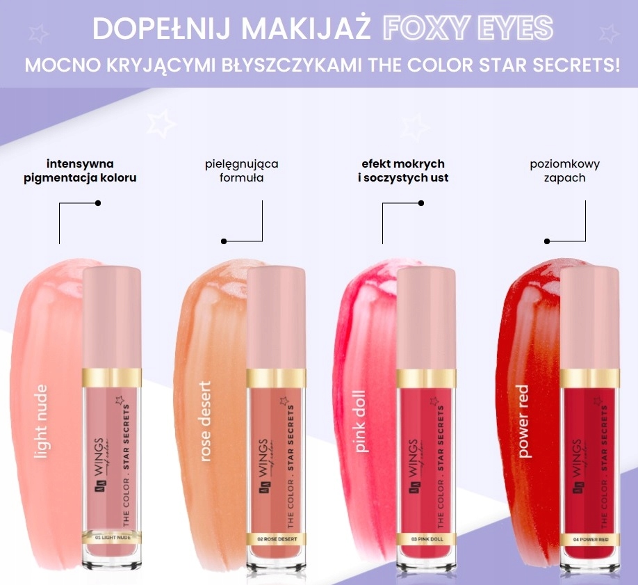 AA WINGS OF COLOR Star Secrets błyszczyk 02 Rose Kolor różowy