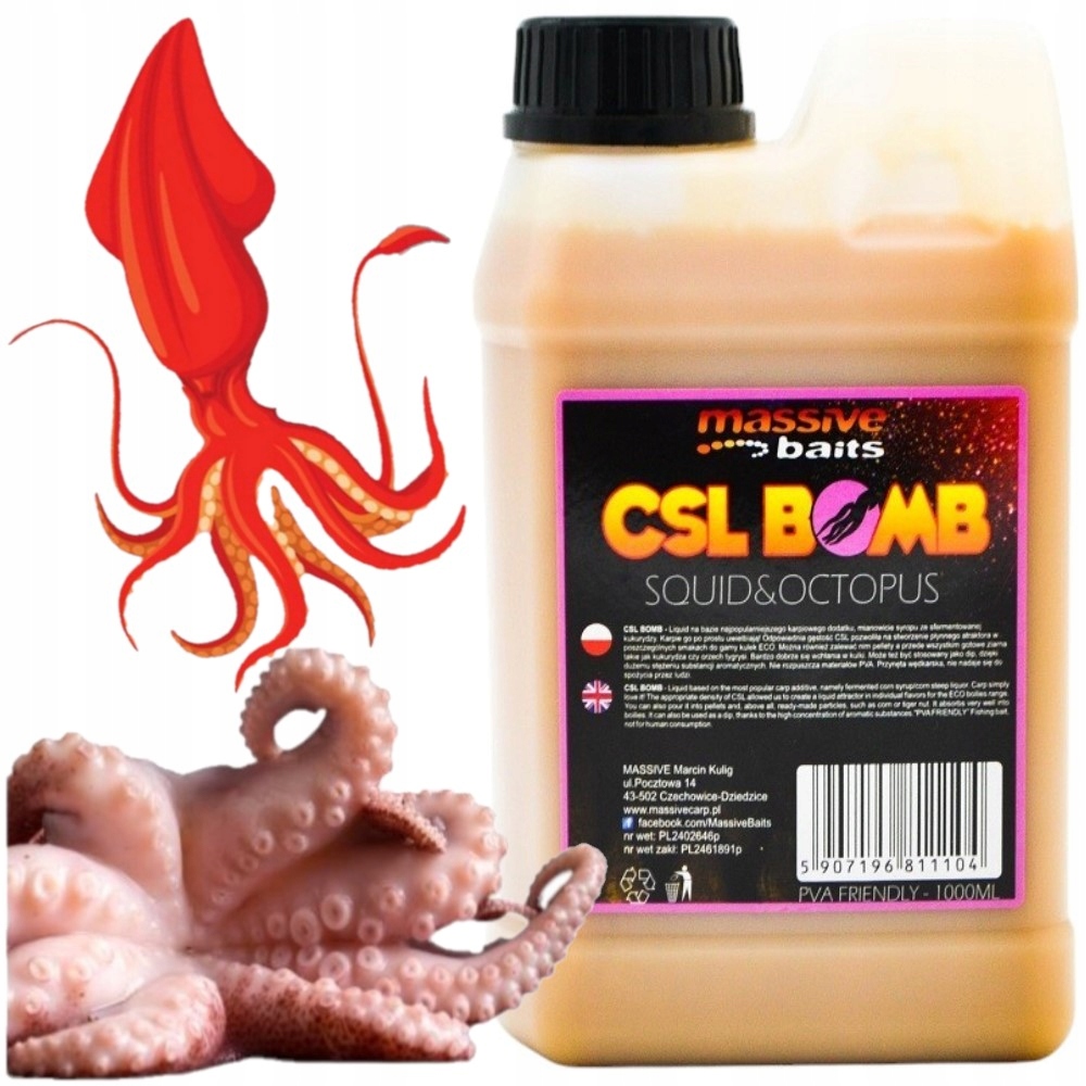 Massivee Baits Zalewa Csl Bomb Squid Liquid karpiowy booster 1L Dip