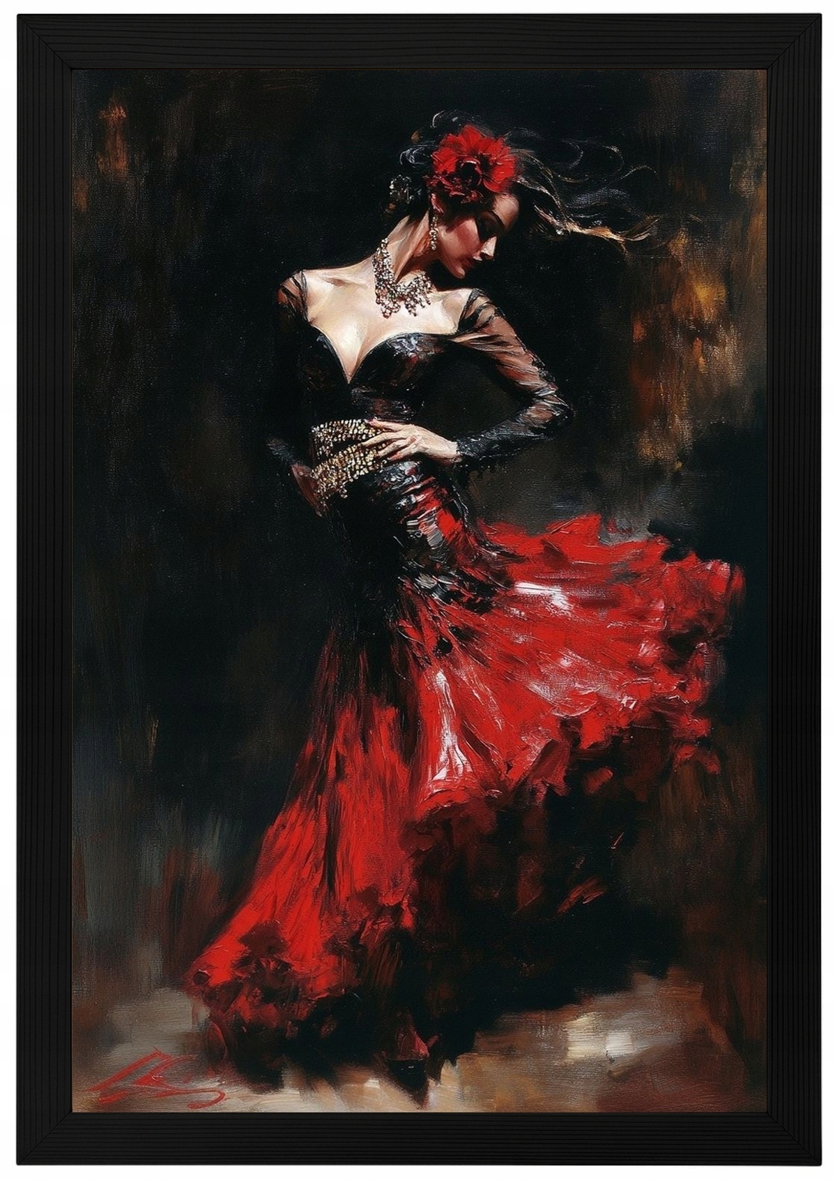 Rám Rámeček Plakát Dřevěný Tanec Žena Španělsko Flamenco Hudba 40x60