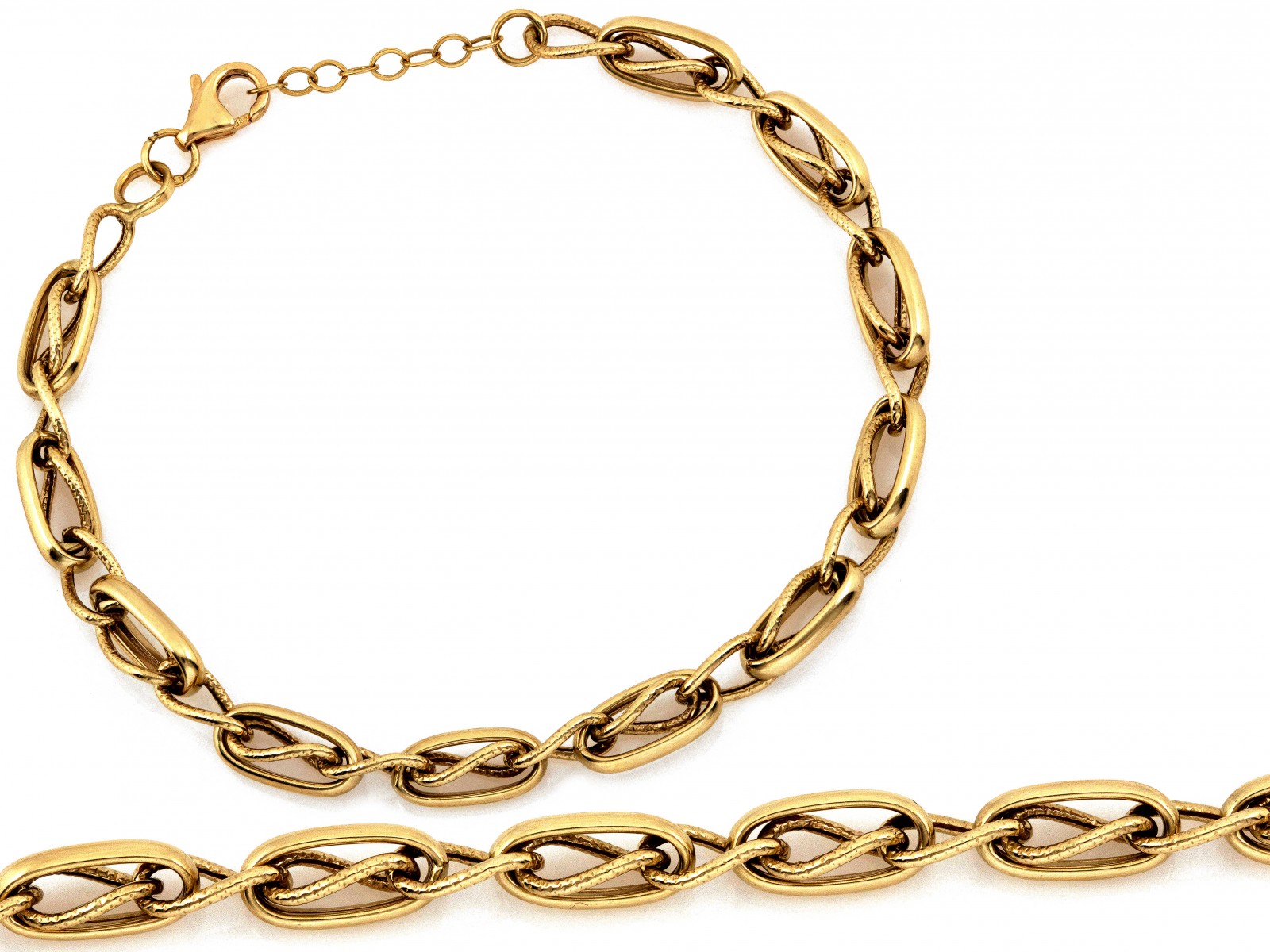 Zlatý náramek 585 14kt s velkými oválnými dvojitými články jako dárek