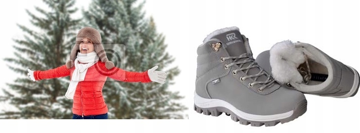 BUTY ZIMOWE CIEPŁE TREKINGI ŚNIEGOWCE TURYSTYCZNE SPORT MŁODZIEŻOWO DAMSKIE Oryginalne opakowanie producenta pudełko