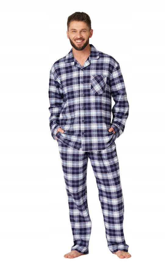 Pánské pyžamo Mns 411 B24 tmavě modré, 2XL Key 100% Bavlna