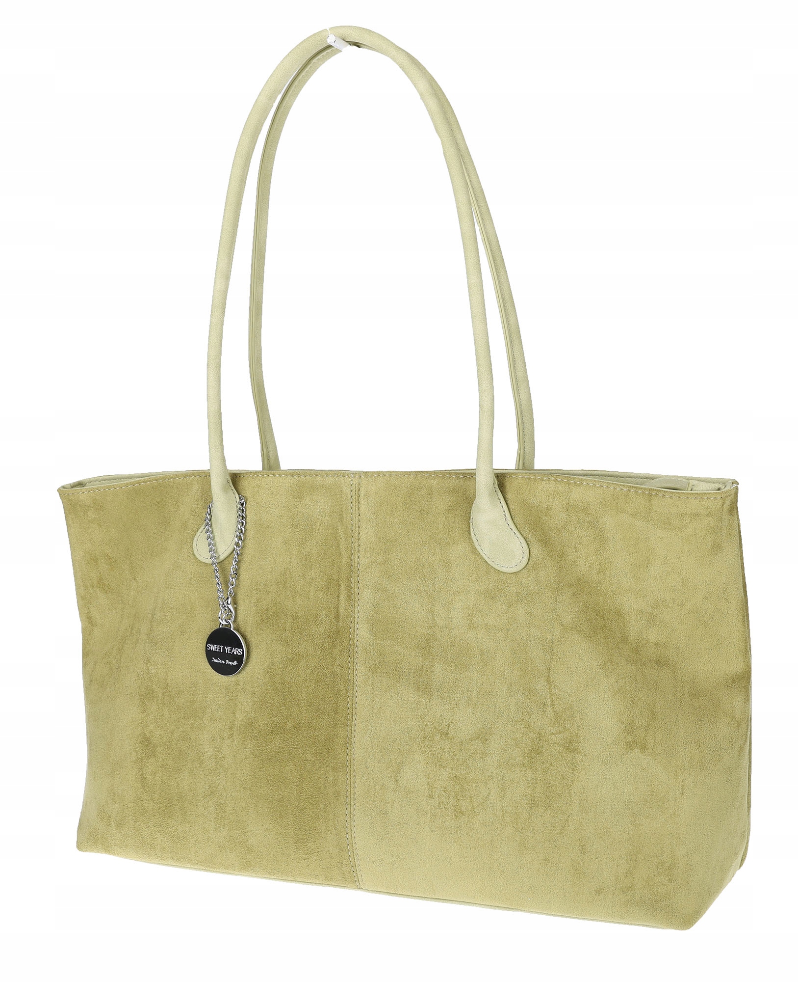 Dámská semišová kabelka shopper 2v1 elegantní lehká taška OS116 Zelená