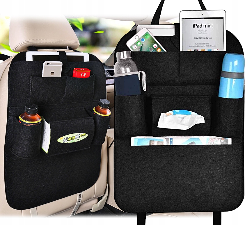 ORGANIZER OCHRANIACZ FILCOWY NA TYŁ FOTELA DO SAMOCHODU KIESZENIE RZEPY Producent Iso Trade