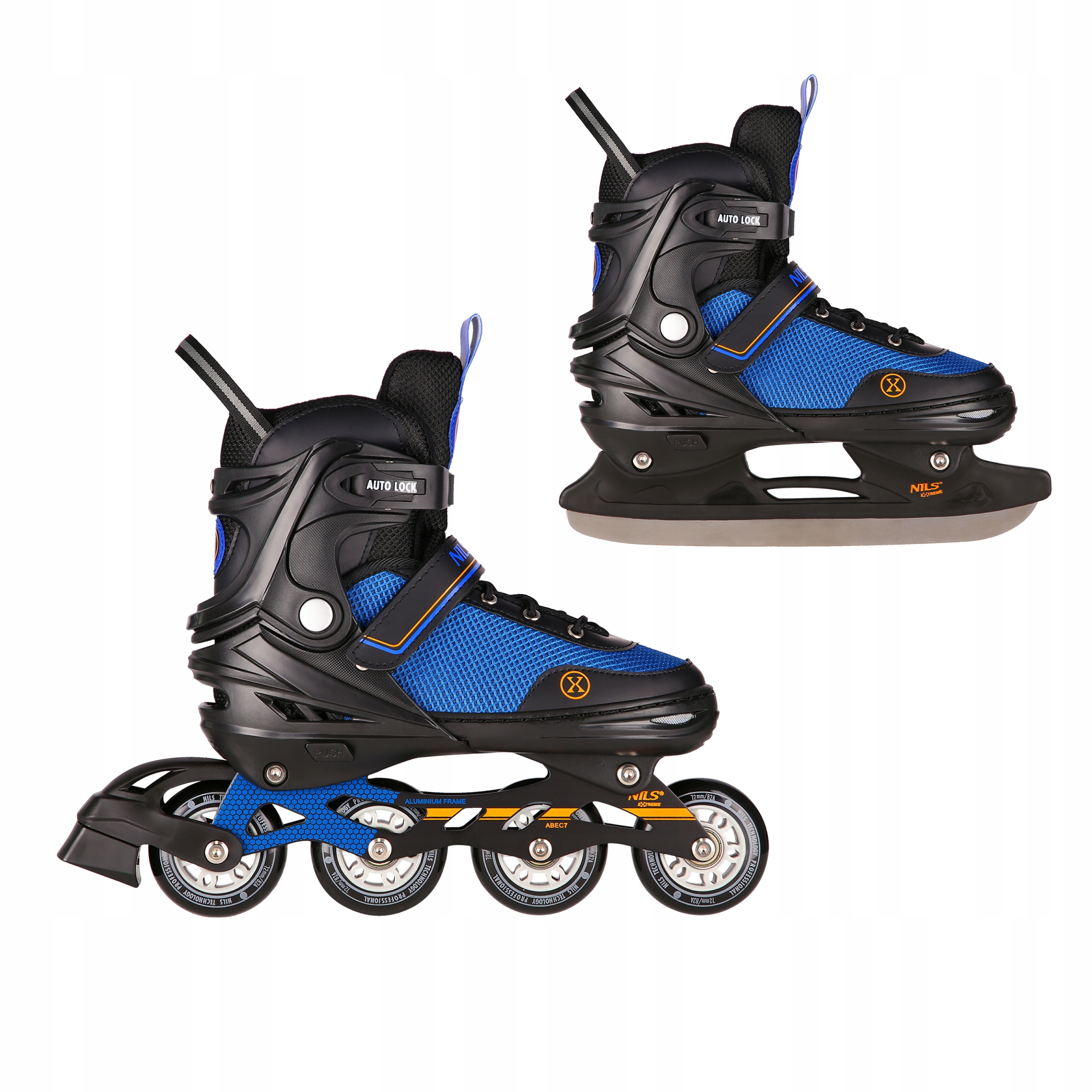 Brusle 2v1 2v1 nastavitelné 34-38 M hokejové ABEC-7 kaučuková kola Nils Extreme