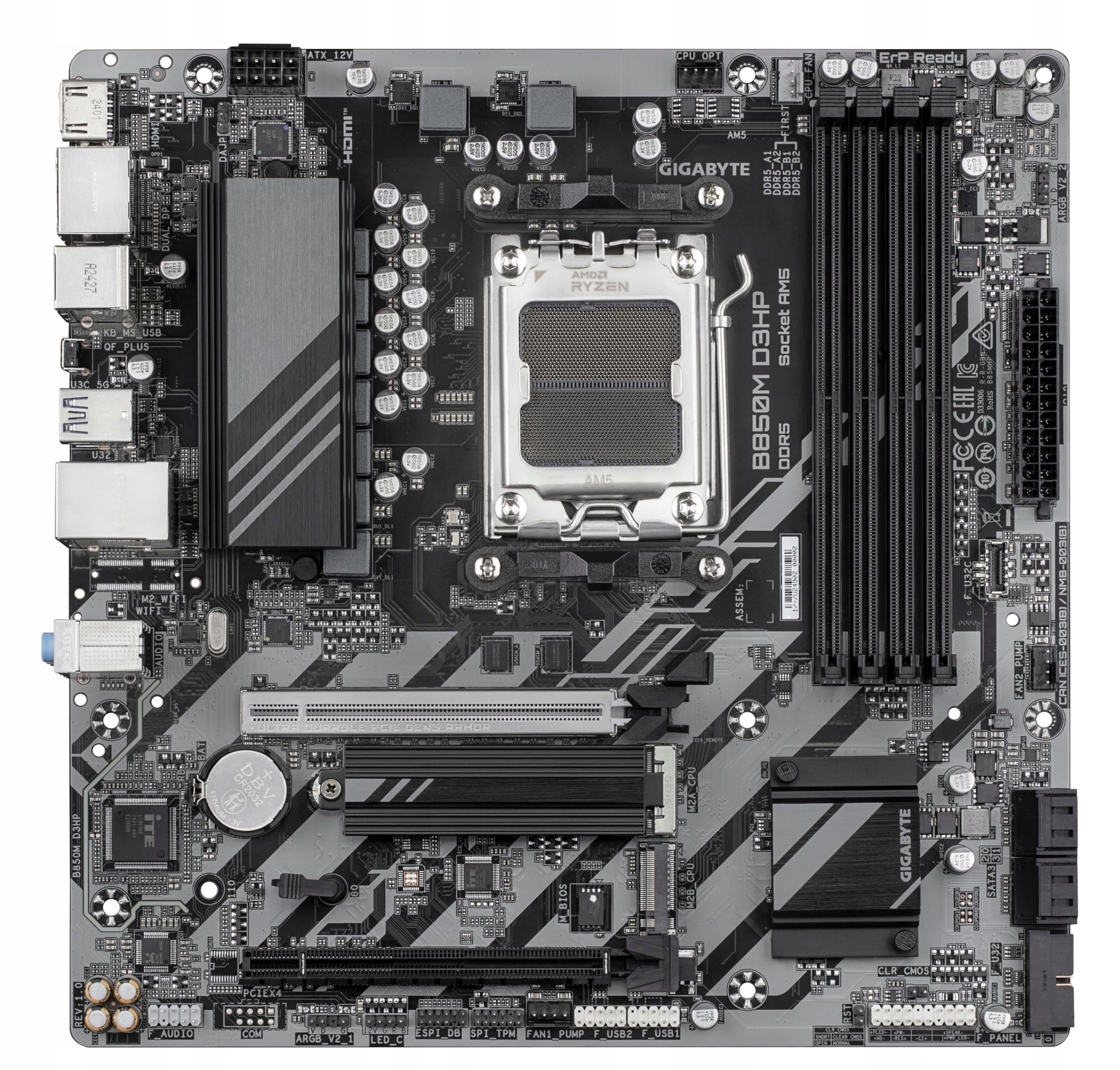 GIGABYTE B850M D3HP Płyta Główna AMD Ryzen DDR5 8200MHz PCIe 5.0 USB 3.2 — miniatura 2