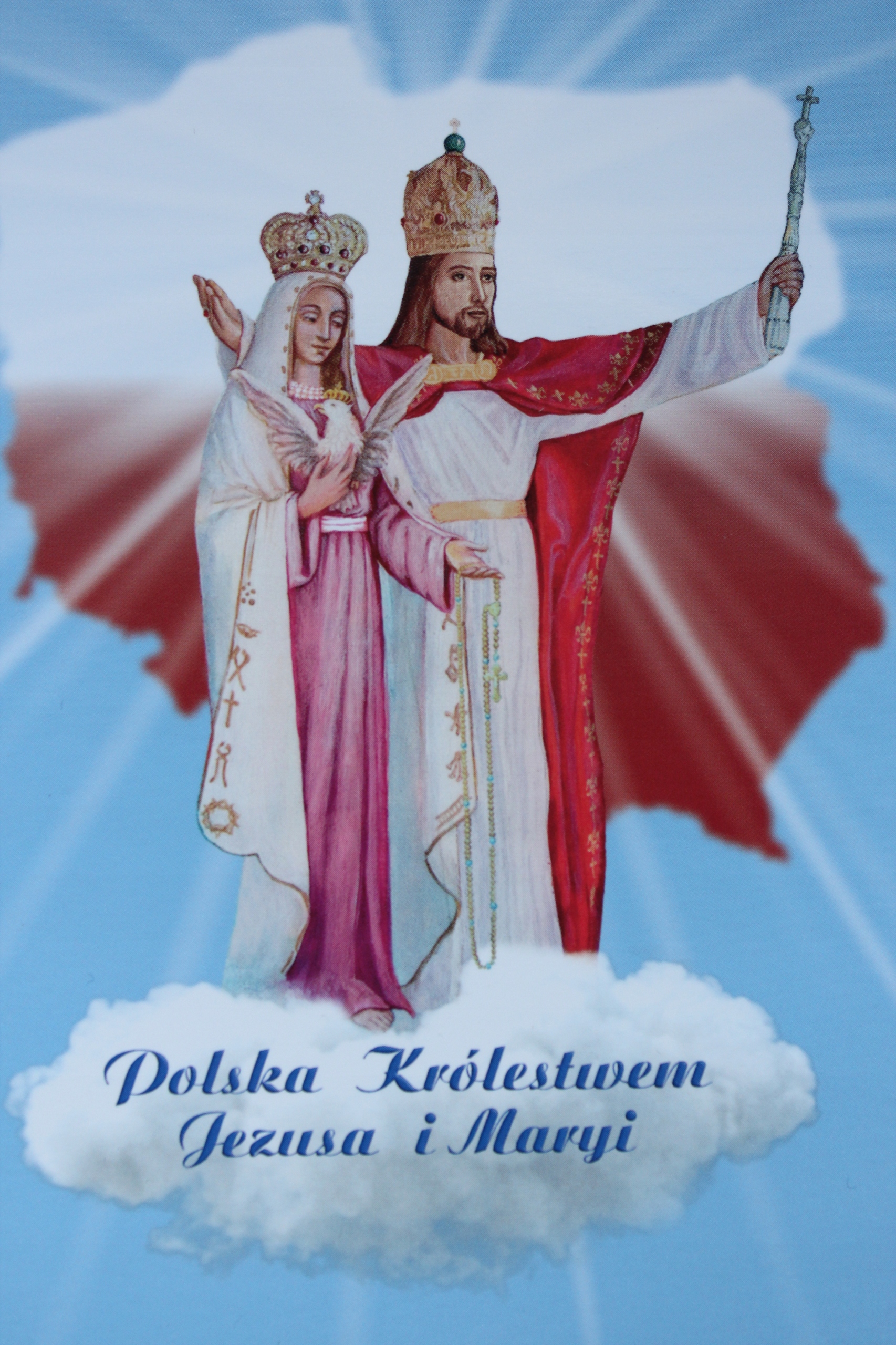 Polska Królestwem Jezusa i Maryi Obrazek pocztówkowy format