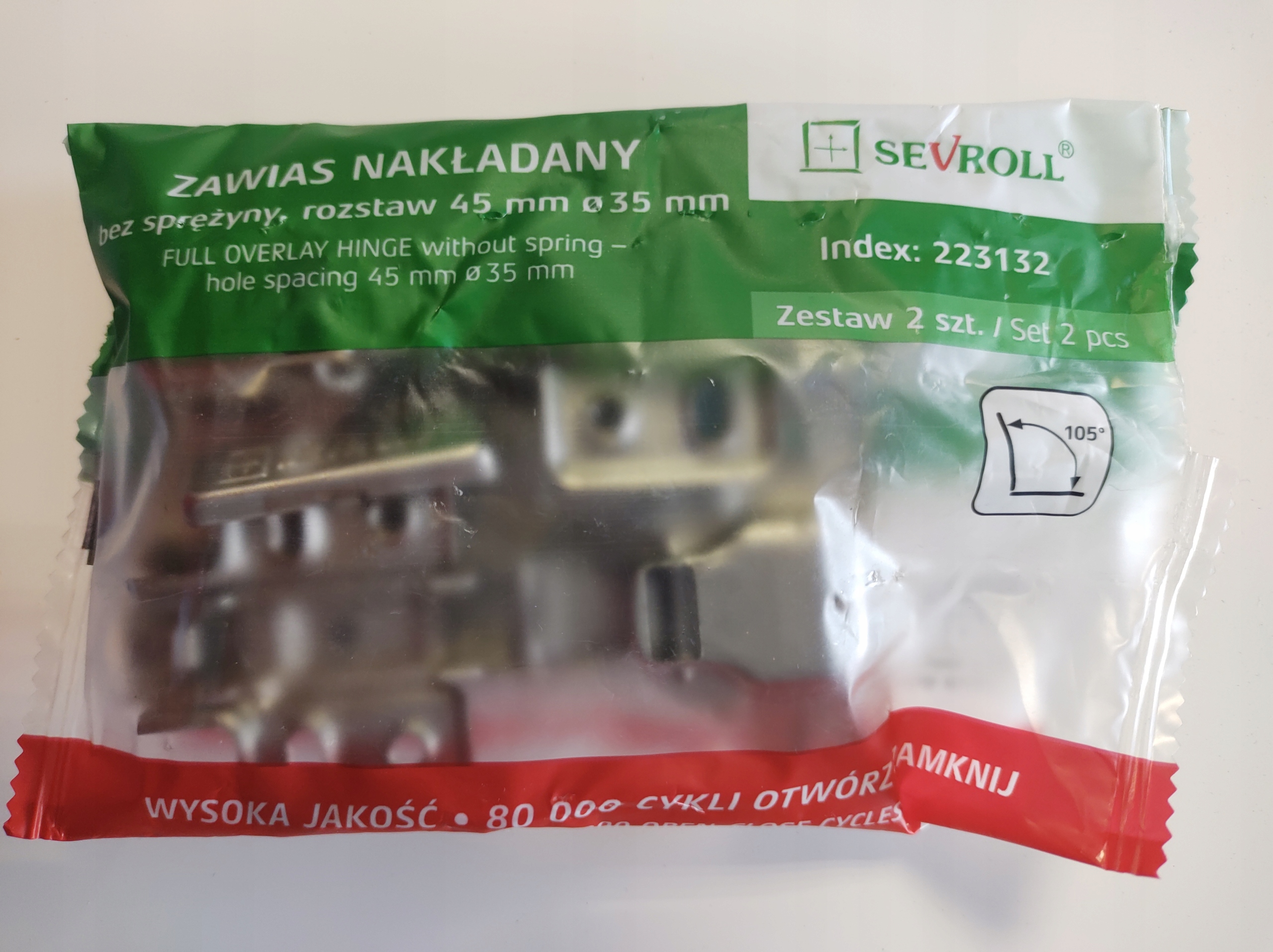 

Zawias nakładany bez sprzężyny Sevroll (2szt-kpl)