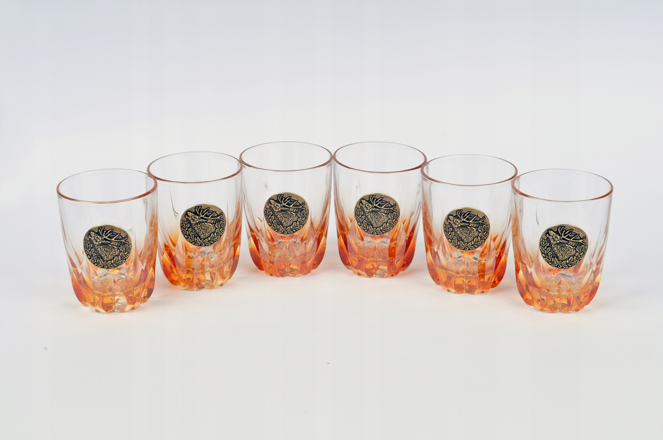 Poháre na whisky Golden Fox Amber Fire Deer Gold v drevenej krabičke