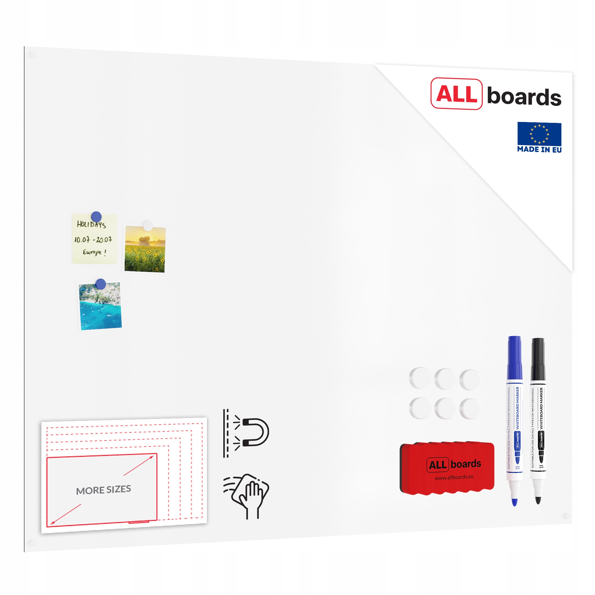 Tablica suchościeralna magnetyczna SLIMboard bezramowa 120x90 cm Gratisy