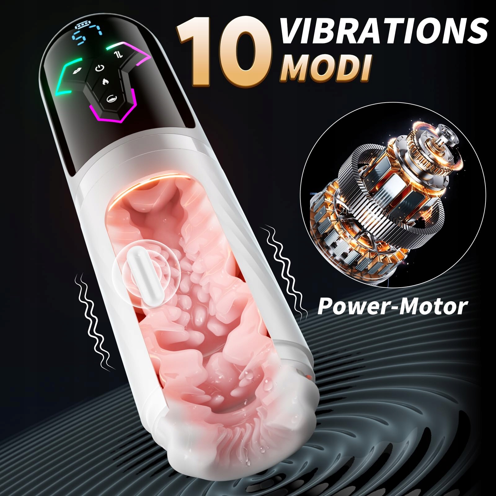APP MASTURBATOR Dla Mężczyzn Z 10 Wibracjami 7 Teleskopami 5 Trybami Ssania — miniatura 5