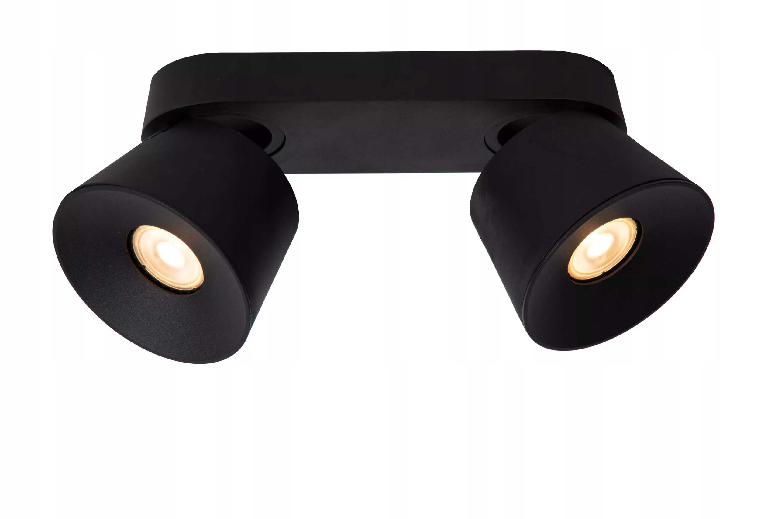 Čierna stropná lampa s dvojitými nastaviteľnými reflektormi 24 cm Lucide