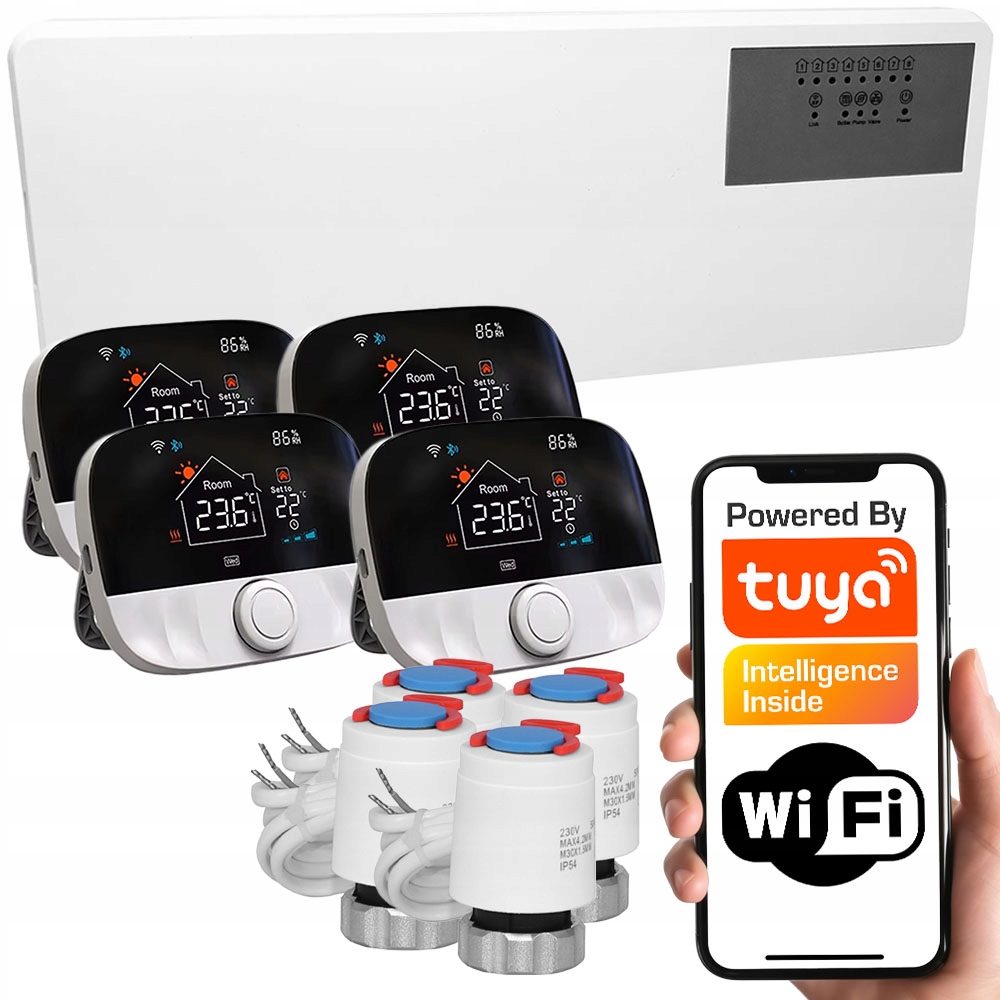 Zestaw ogrzewania podłogowego WiFi Tuya 4 sekcje MX 4x T482 4x TR01