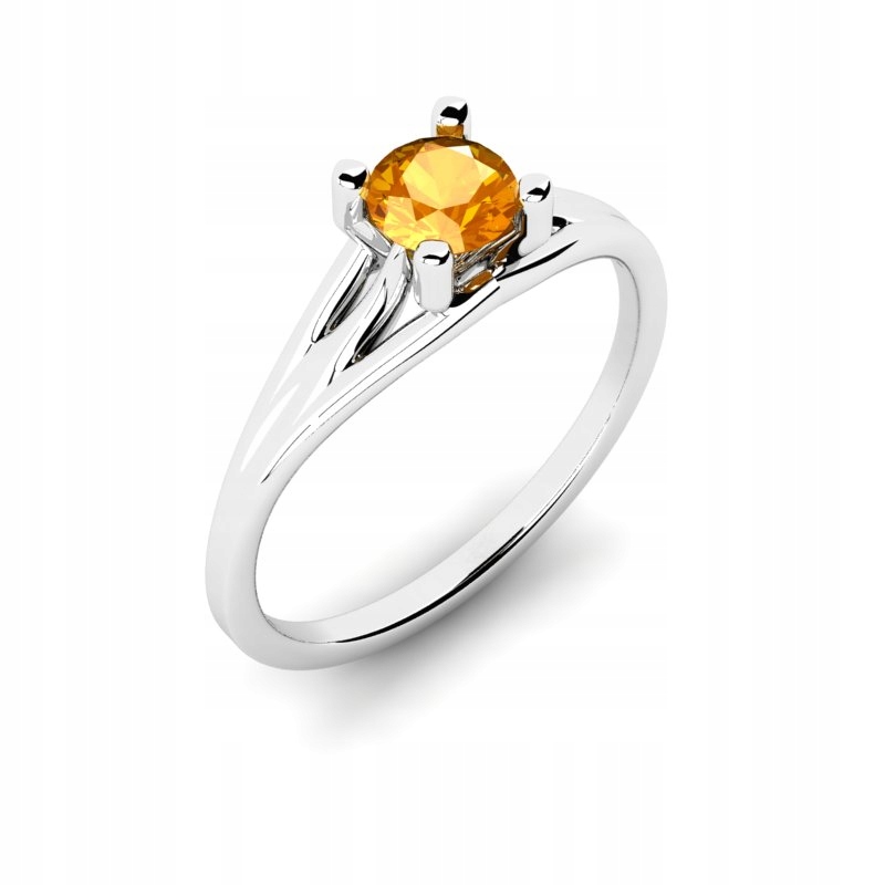 

Pierścionek Z Białego Złota Z Cytrynową Cyrkonią