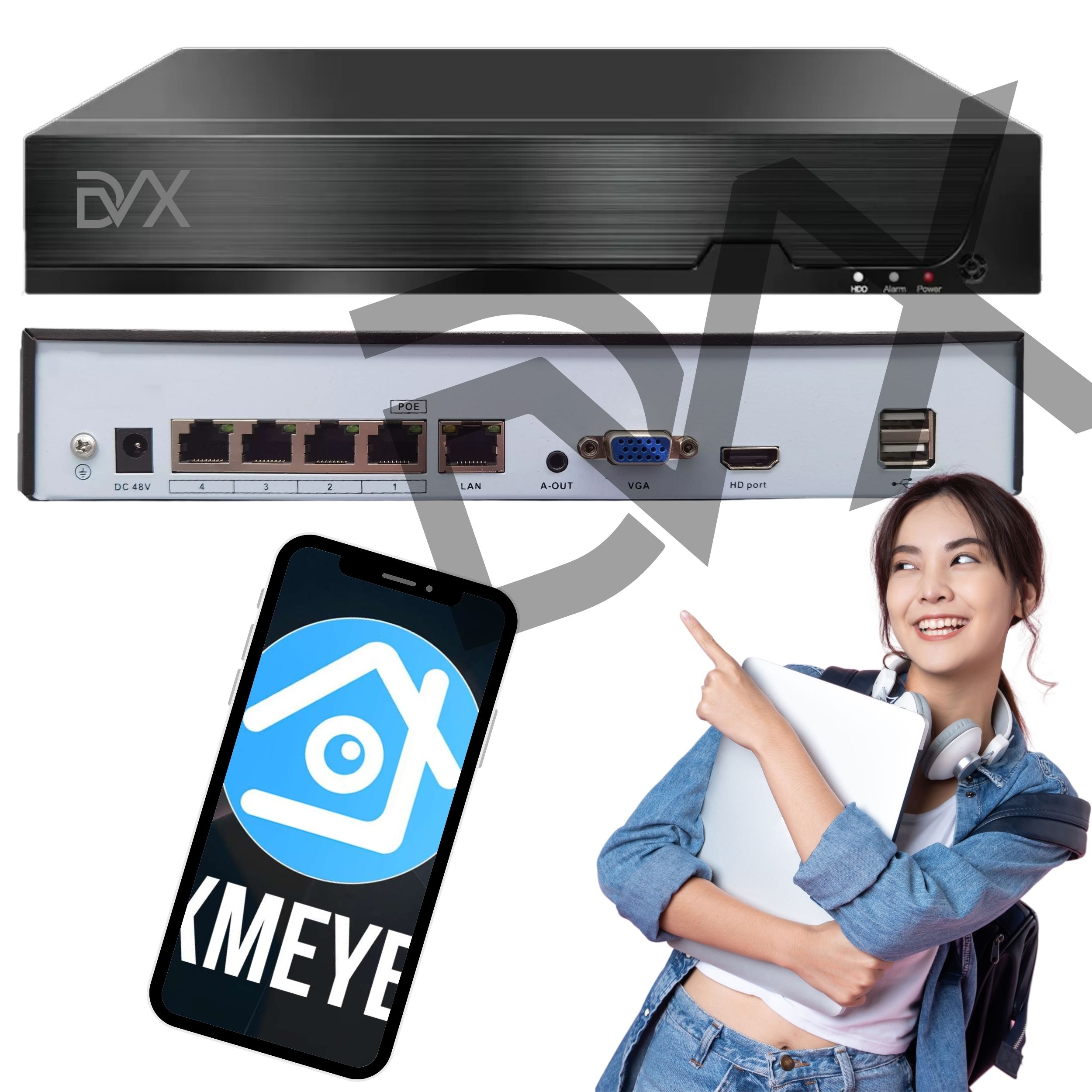 Záznamník Monitorování Nvr Ip 4CH 4K Poe 8MPX 4-KANÁLOVÝ P4CH DVX