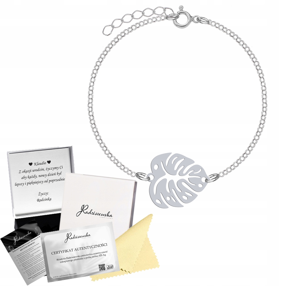 Stříbrný náramek List Monstery Ankier 925 Dárek Žena Přání