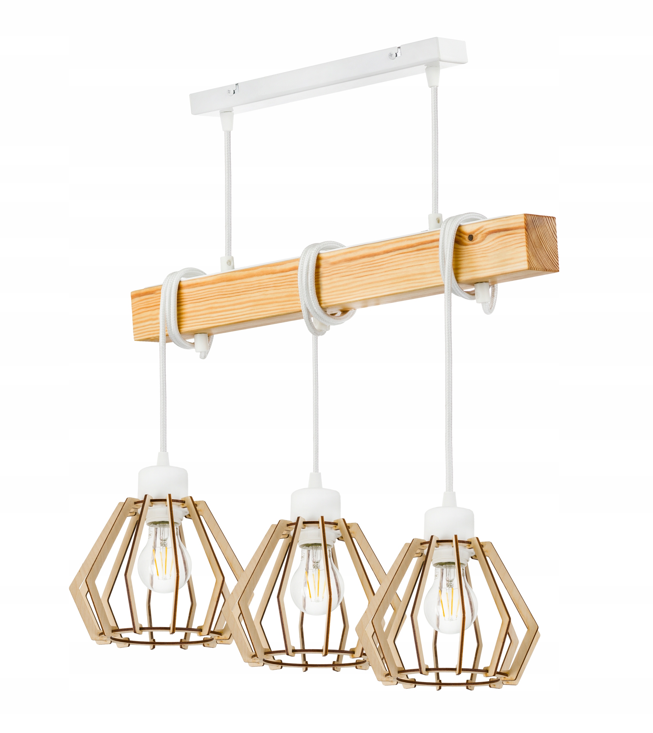 Dřevěná závěsná stropní lampa Lustr Zwis Loft Brylant na 3x e27