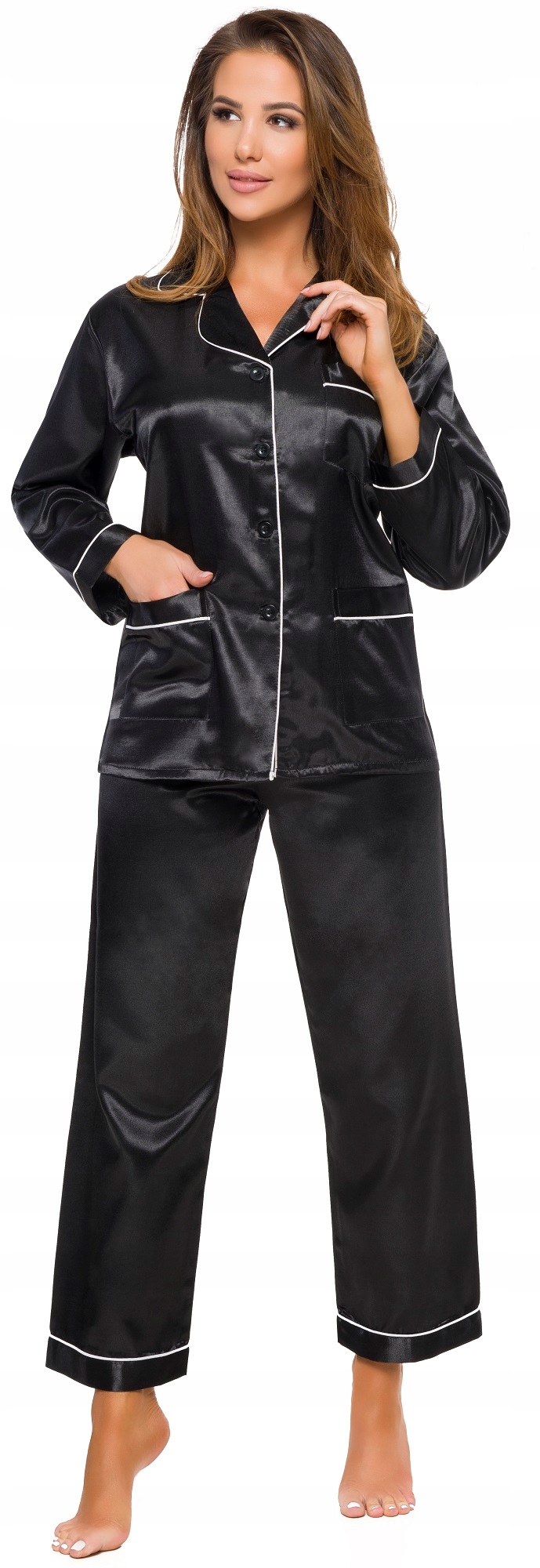 ROZPINANA GRUBA DAMSKA PIŻAMA SATYNOWA satyna M Rozmiar M