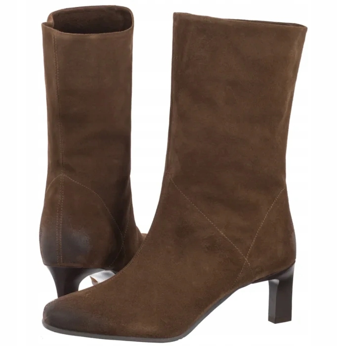 Dámské Kožené Kozačky na Podpatku Karino Hnědé 5801/005-F