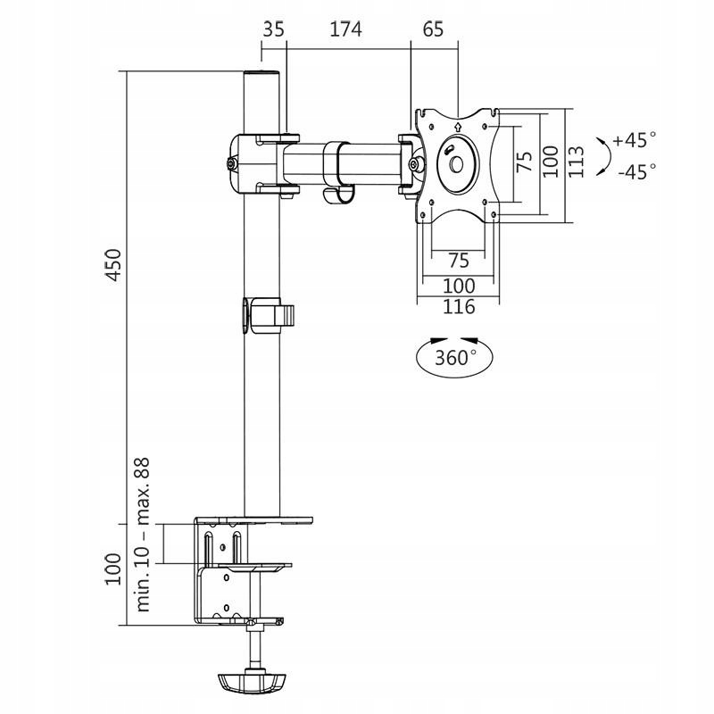Uchwyt do monitora Vesa 13-27', max. 8kg