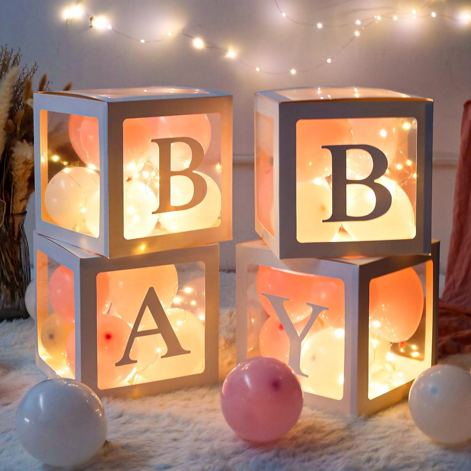 Pudełka Baby Shower Dziewczynka Balony Led 34EL