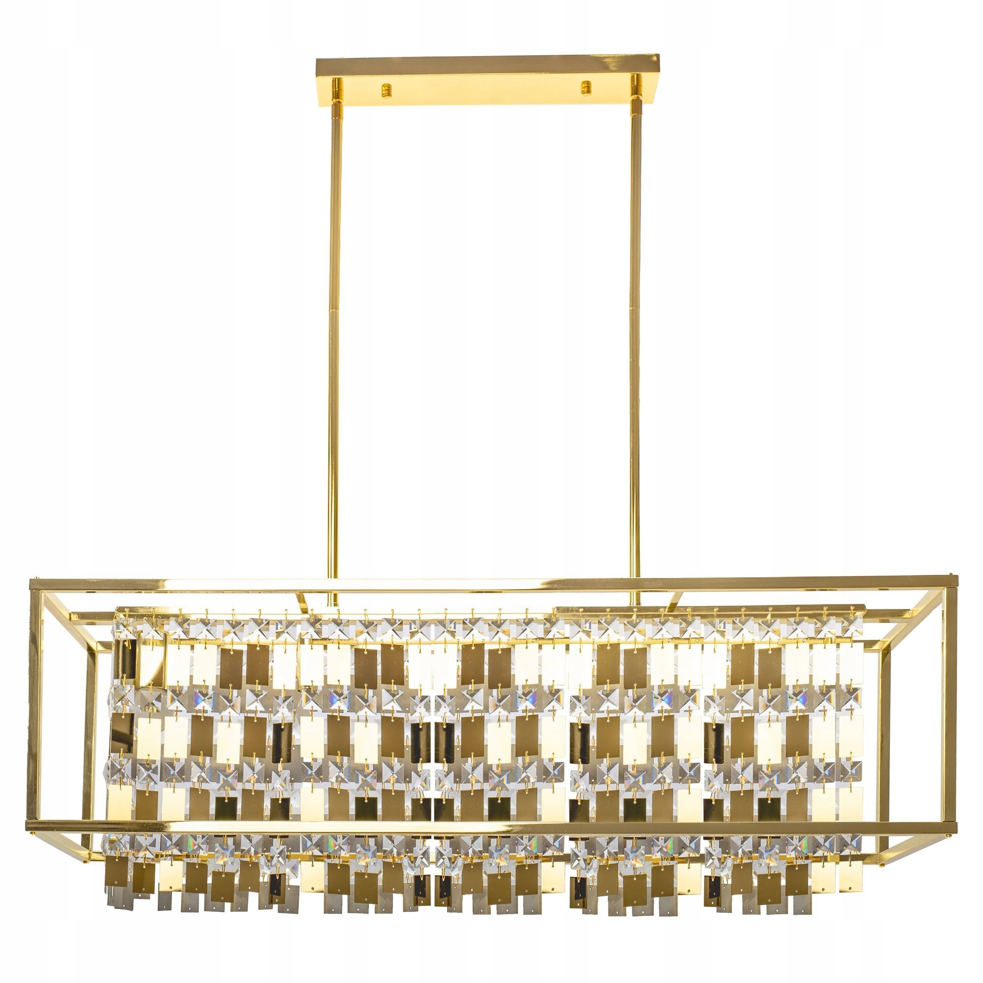 Moderná závesná lampa 85 zlotých do obývacej izby, krištáľová, lineárna