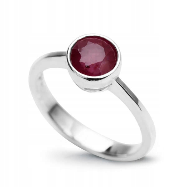 Srebrny Pierścionek z Rubinem 925 Certyfikat