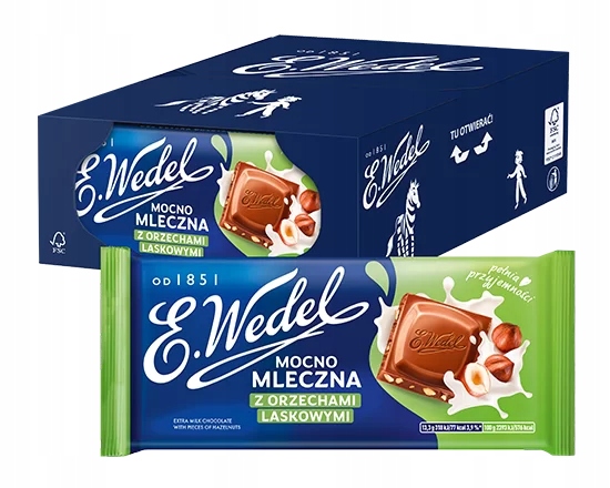 22 x Czekolada Mocno Mleczna z orzechami laskowymi 80 g E.Wedel