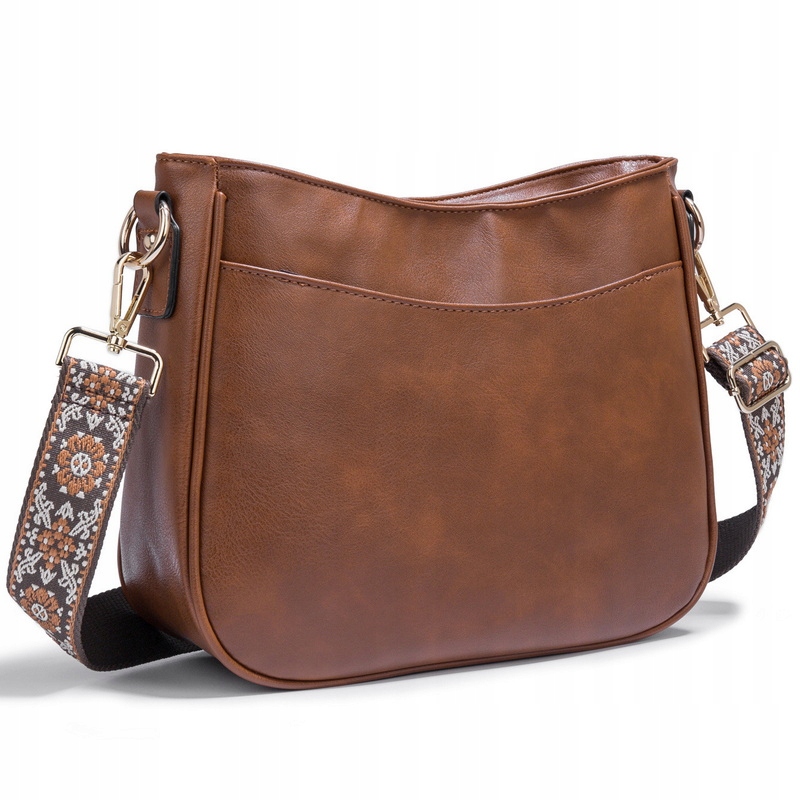 TOREBKA DAMSKA BRĄZOWA ELEGANCKA POJEMNA NA RAMIĘ PASEK BRĄZOWY Wysokość 24 cm