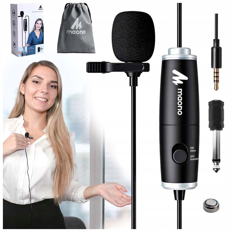 MIKROFON KRAWATOWY Z KLIPSEM MAONO DO ROZMÓW YOUTUBE VLOG PODCAST